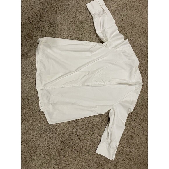 Lafayette 148 White Poplin Button Up Shirt Size 14 Womens Long Sleeve Blouse - Picture 8 of 12